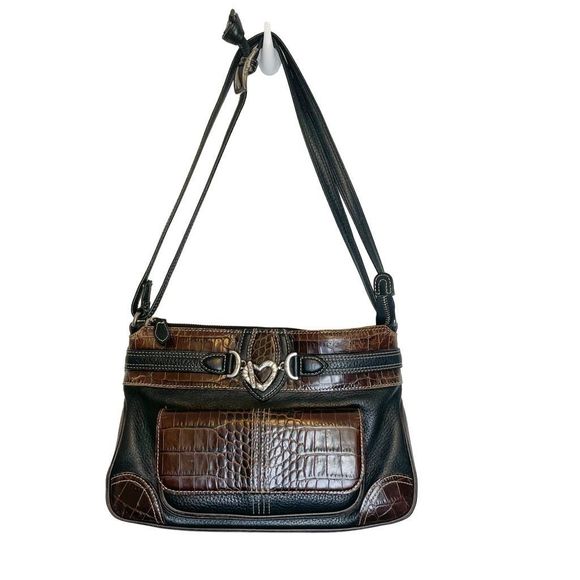 Brighton Handbags - Vintage Brighton Beatrice Organizer croc embossed Leather Shoulder Bag Purse
